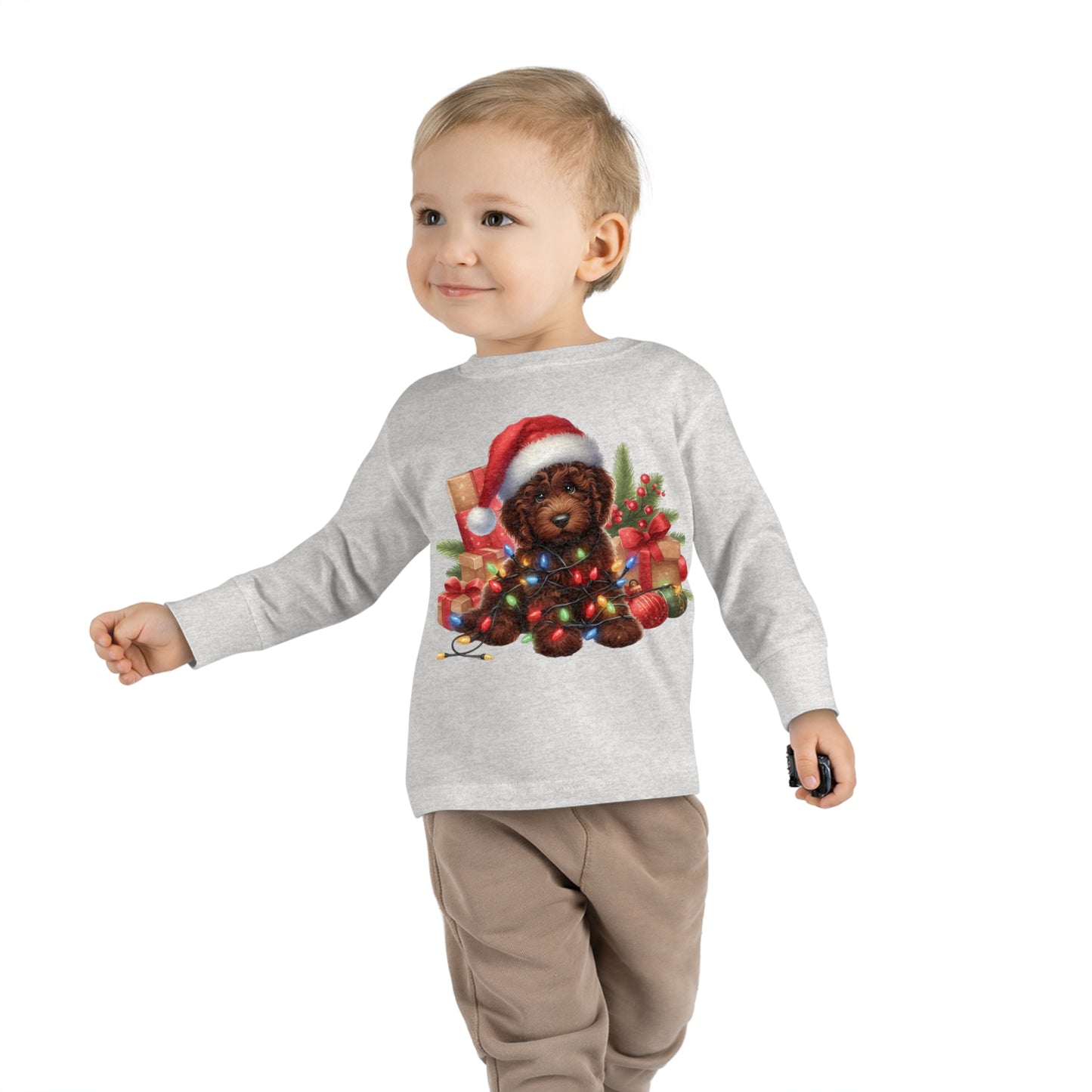 Chocolate Brown Doodle - Toddler Long Sleeve T Shirt