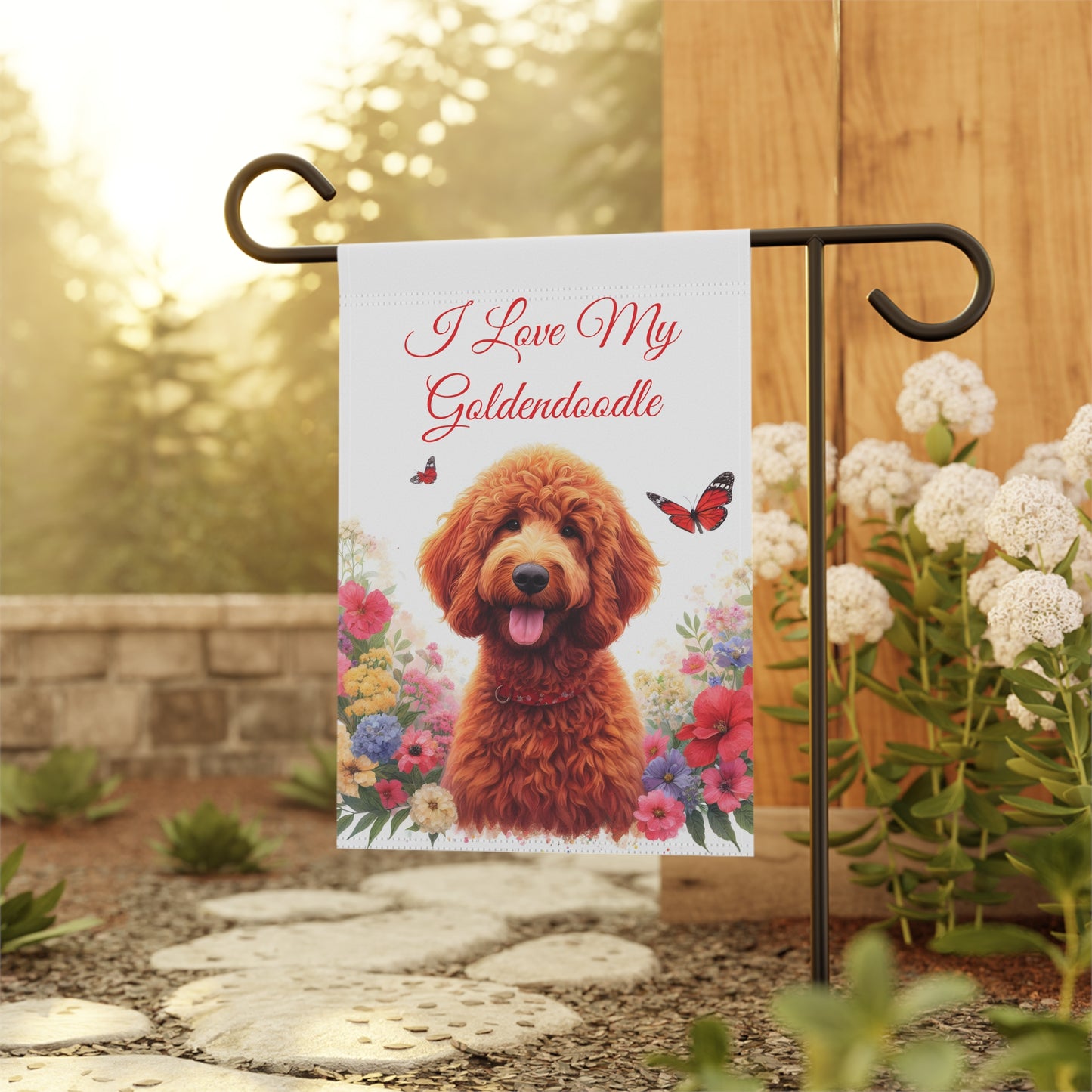 I Love My Goldendoodle Red Garden & House Banner