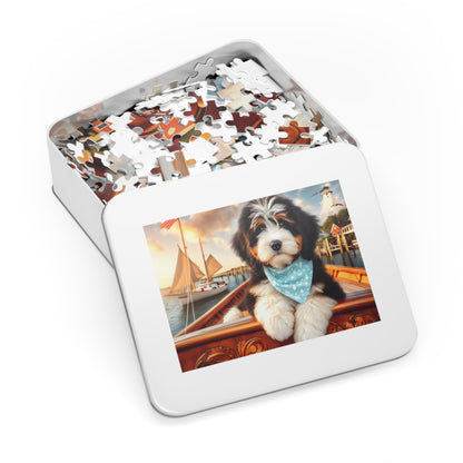 Bernedoodle on Sailboat Jigsaw Puzzle (500,1000-Piece)