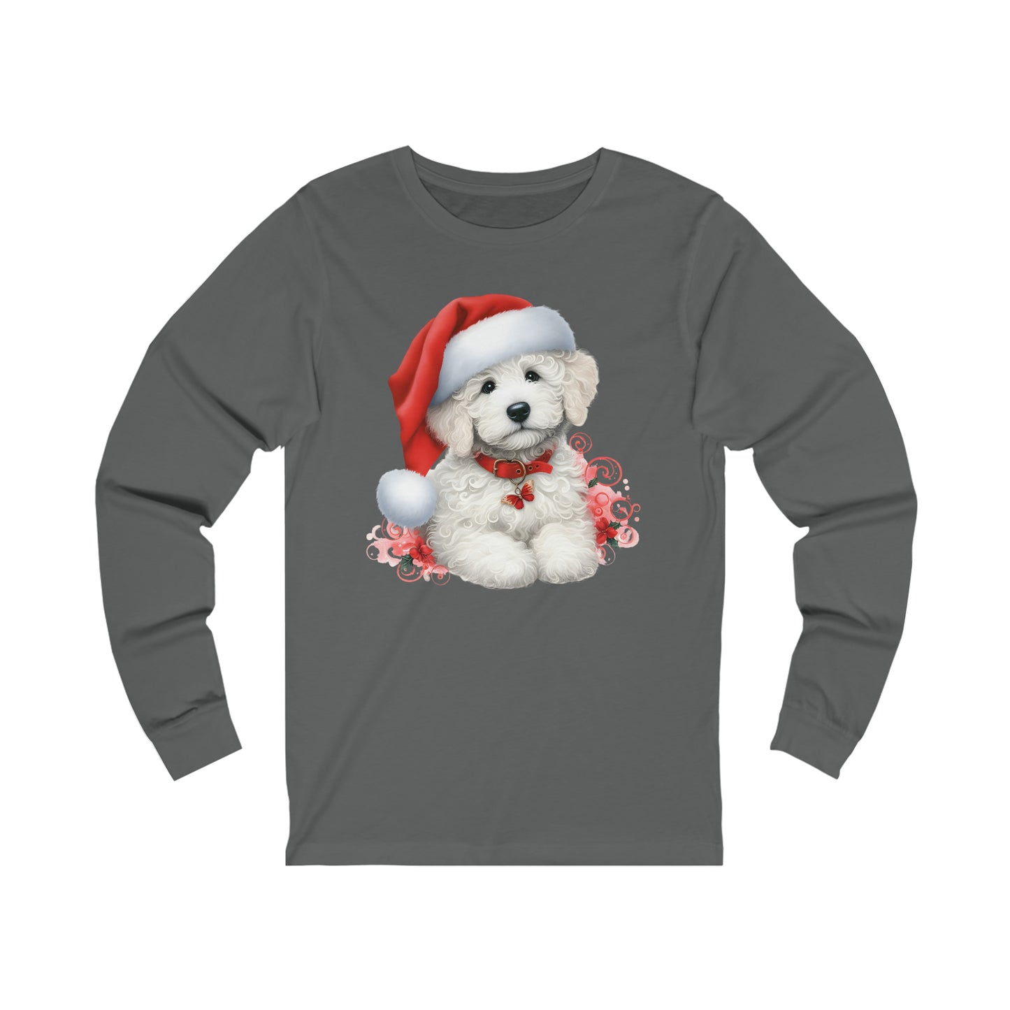 White Christmas Doodle - Adult Unisex Long Sleeve T Shirt - Bella + Canvas