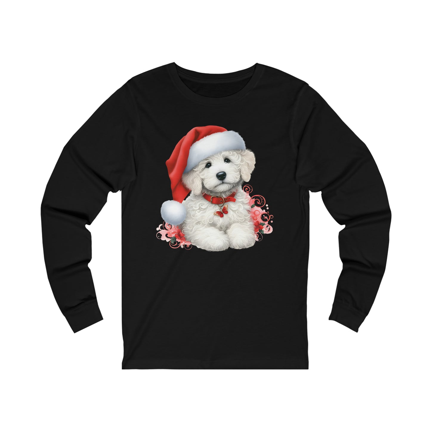 White Christmas Doodle - Adult Unisex Long Sleeve T Shirt - Bella + Canvas