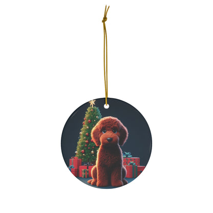 Christmas Red Doodle Cartoon Inspired Ceramic Ornament