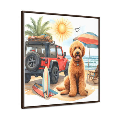 Jeep Beach Doodle Gallery Canvas Wraps, Square Frame