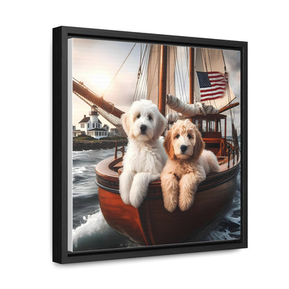 Doodles on Vintage Sailboat - Wooden Gallery Canvas Picture - Square Frame - Nice!