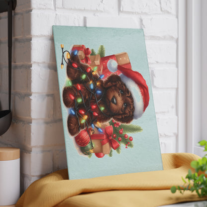 Christmas Brown Chocolate Doodle - Glass Cutting Board