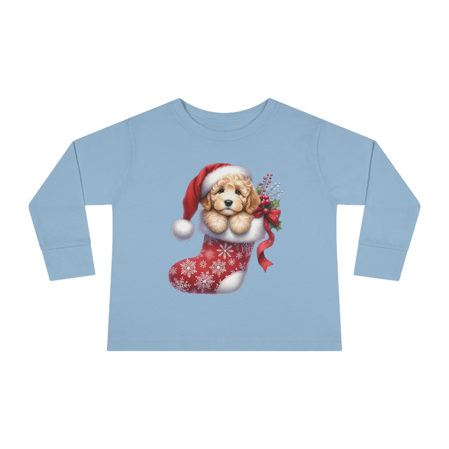 Doodle Puppy Christmas Stocking Toddler Long Sleeve Tee