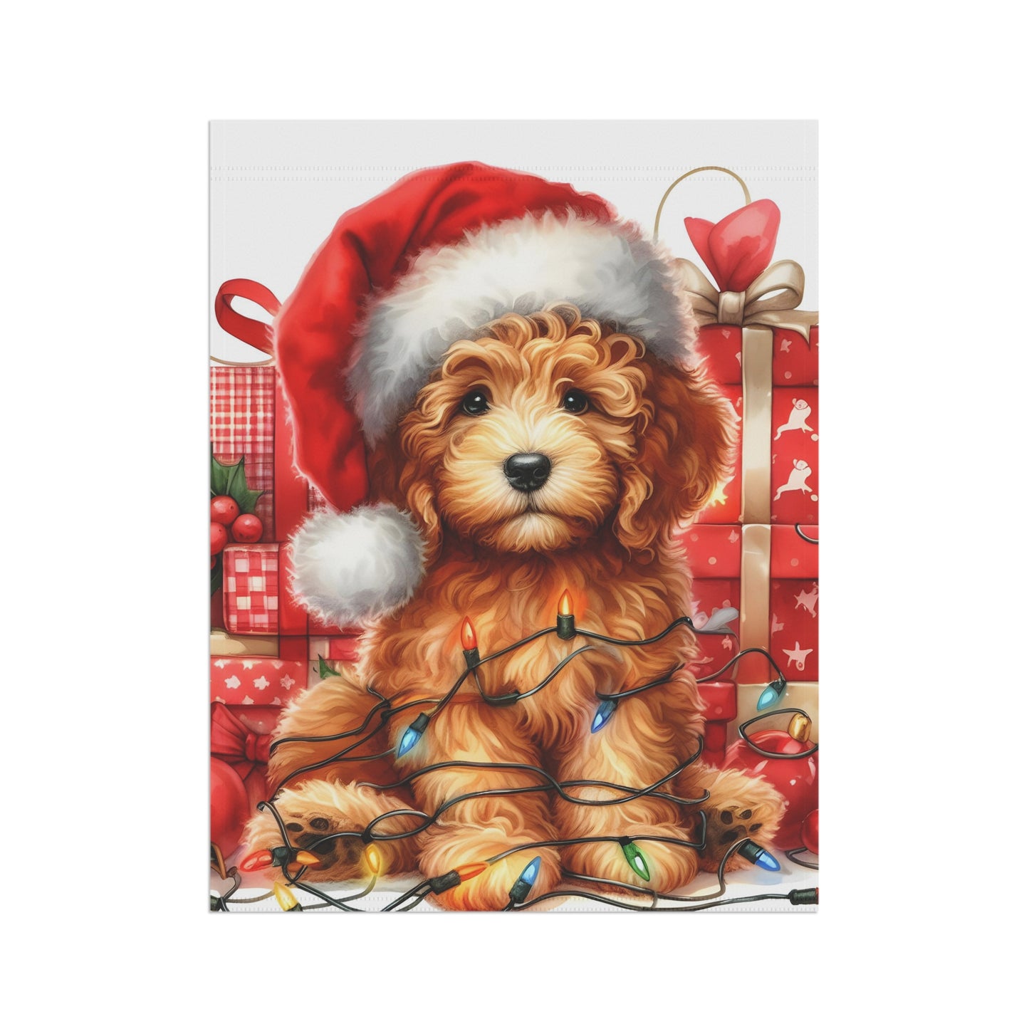 Christmas Doodle Puppy - Garden & House Banner