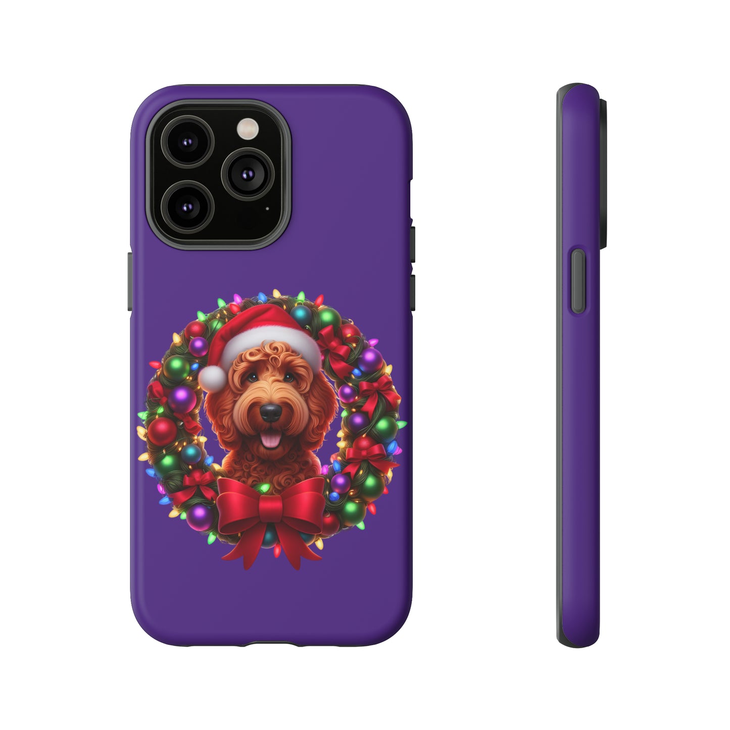 Red Doodle Christmas Wreath - Tough Cases iPhone, Samsung Galaxy & Google Pixel