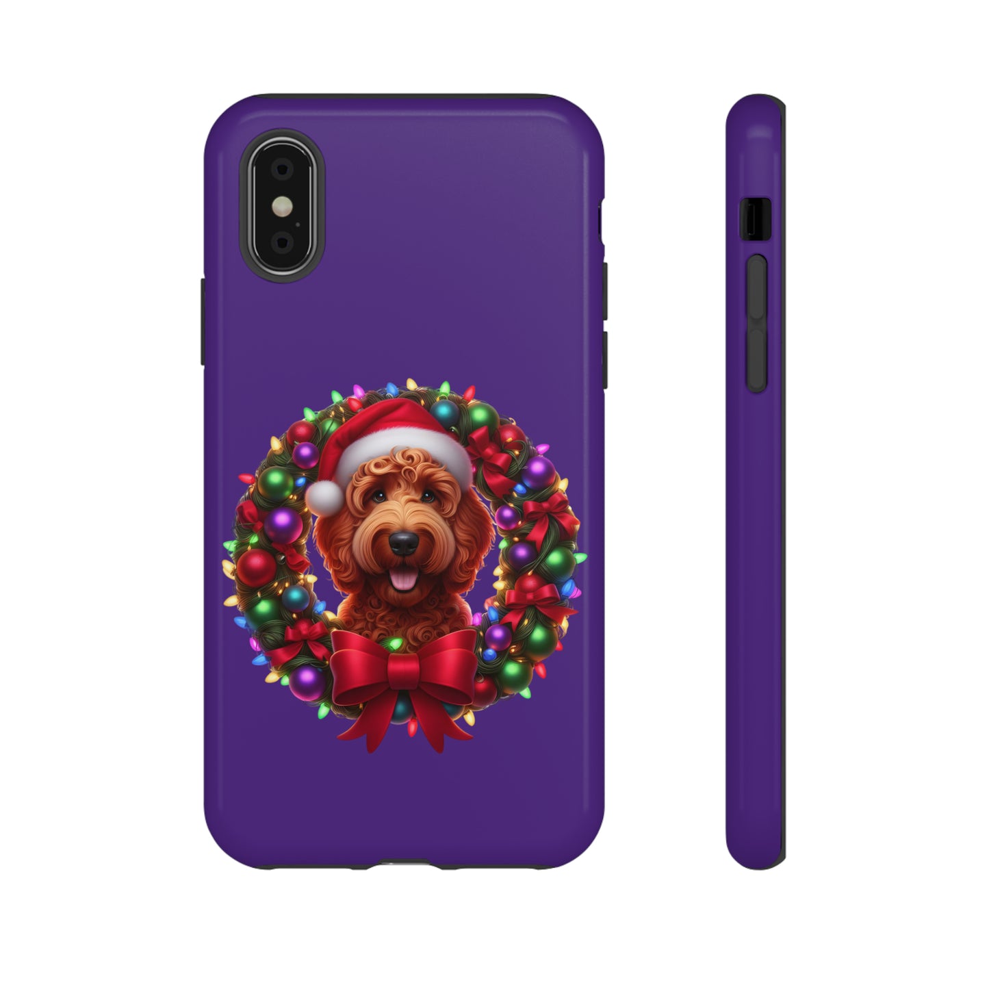 Red Doodle Christmas Wreath - Tough Cases iPhone, Samsung Galaxy & Google Pixel