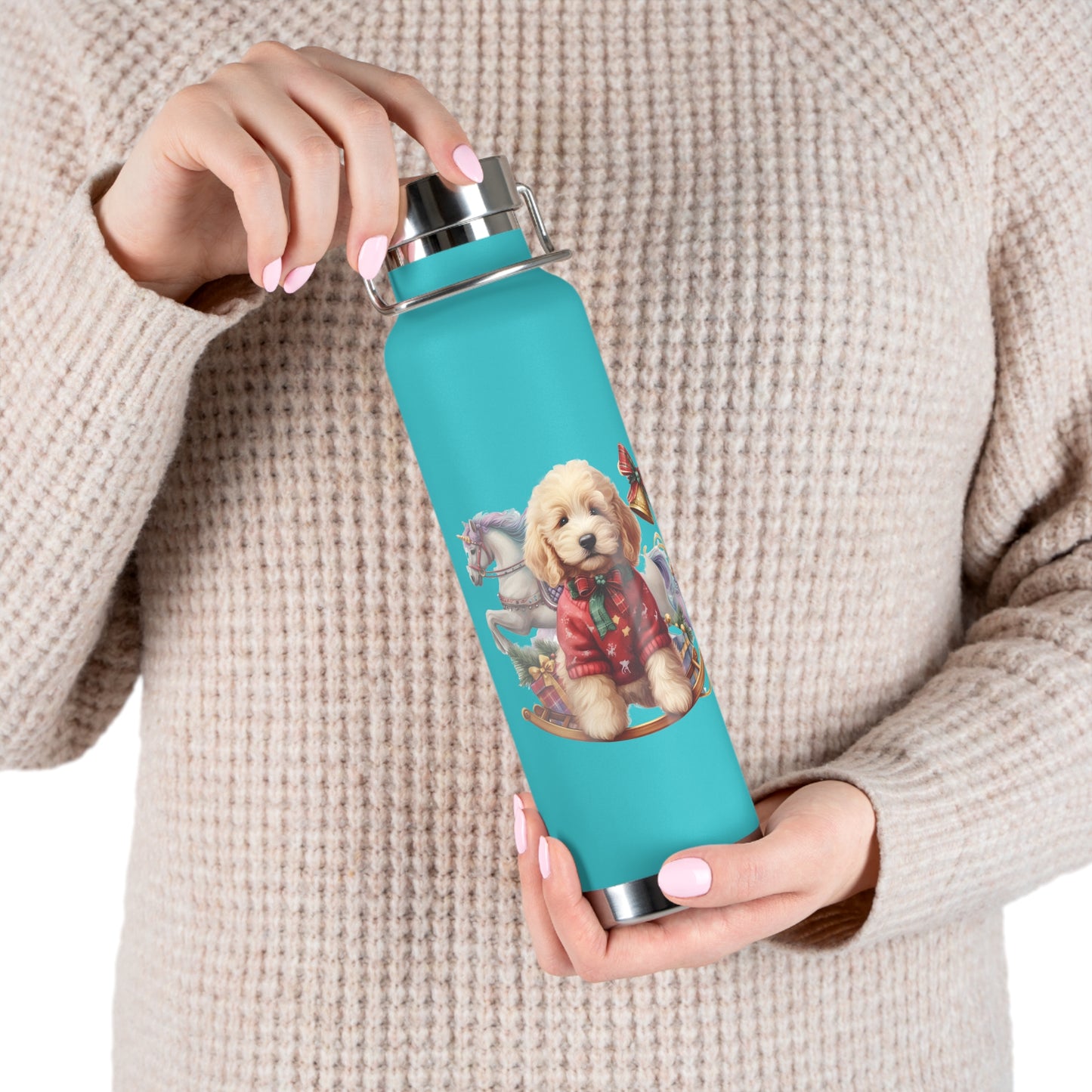 Christmas Doodle Copper Vacuum Insulated Bottle, 22oz