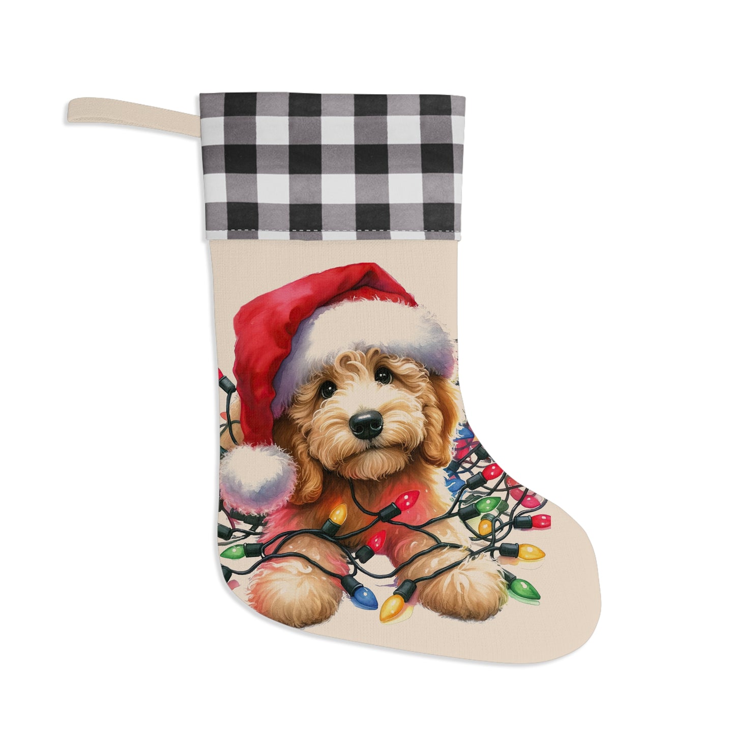 Doodle Puppy w/Lights Christmas Stocking