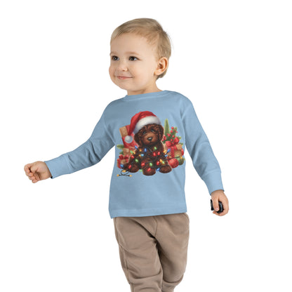 Chocolate Brown Doodle - Toddler Long Sleeve T Shirt