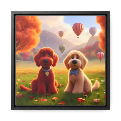 Doodles w/Hot Air Balloons Cartoon Inspired - Wooden Gallery Canvas Picture - Square Frame - Nice!