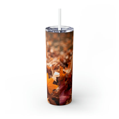 Fall Adorable Doodle Puppy Skinny Tumbler with Straw, 20oz