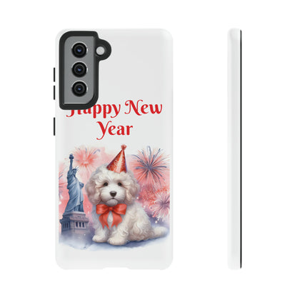 White Doodle Happy New Year - Tough Cases - Apple iPhone, Samsung Galaxy, and Google Pixel