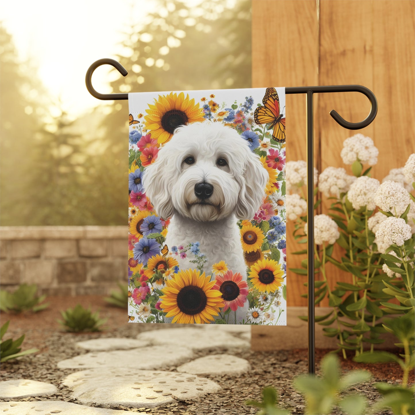 White Doodle Garden & House Banner