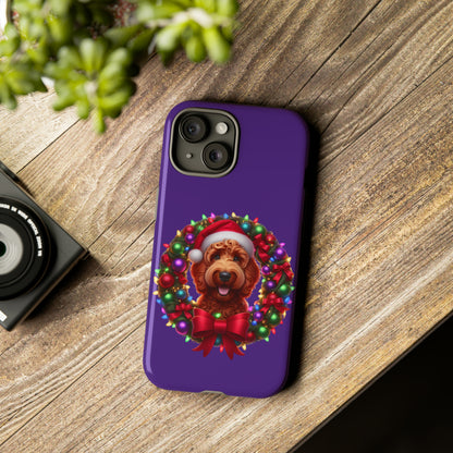 Red Doodle Christmas Wreath - Tough Cases iPhone, Samsung Galaxy & Google Pixel