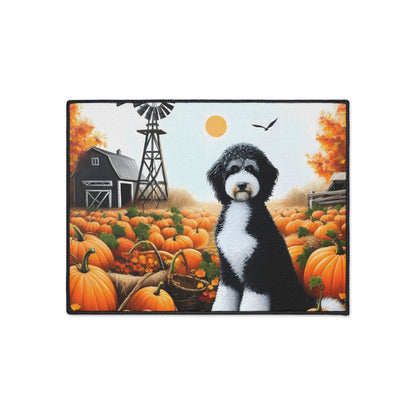 Black & White Fall Doodle Heavy Duty Floor Mat