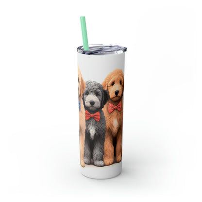 Doodle Dogs Skinny Tumbler with Straw, 20oz