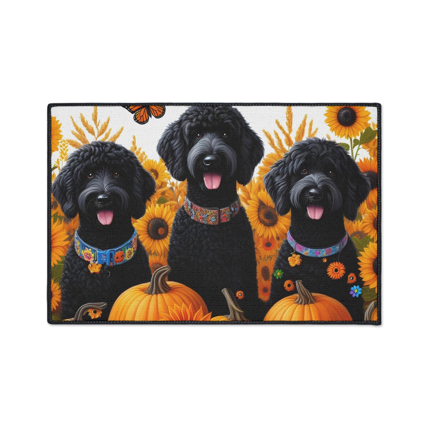 Black Doodles Fall Heavy Duty Floor Mat