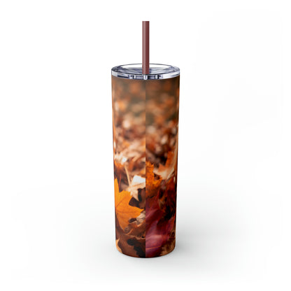 Fall Adorable Doodle Puppy Skinny Tumbler with Straw, 20oz