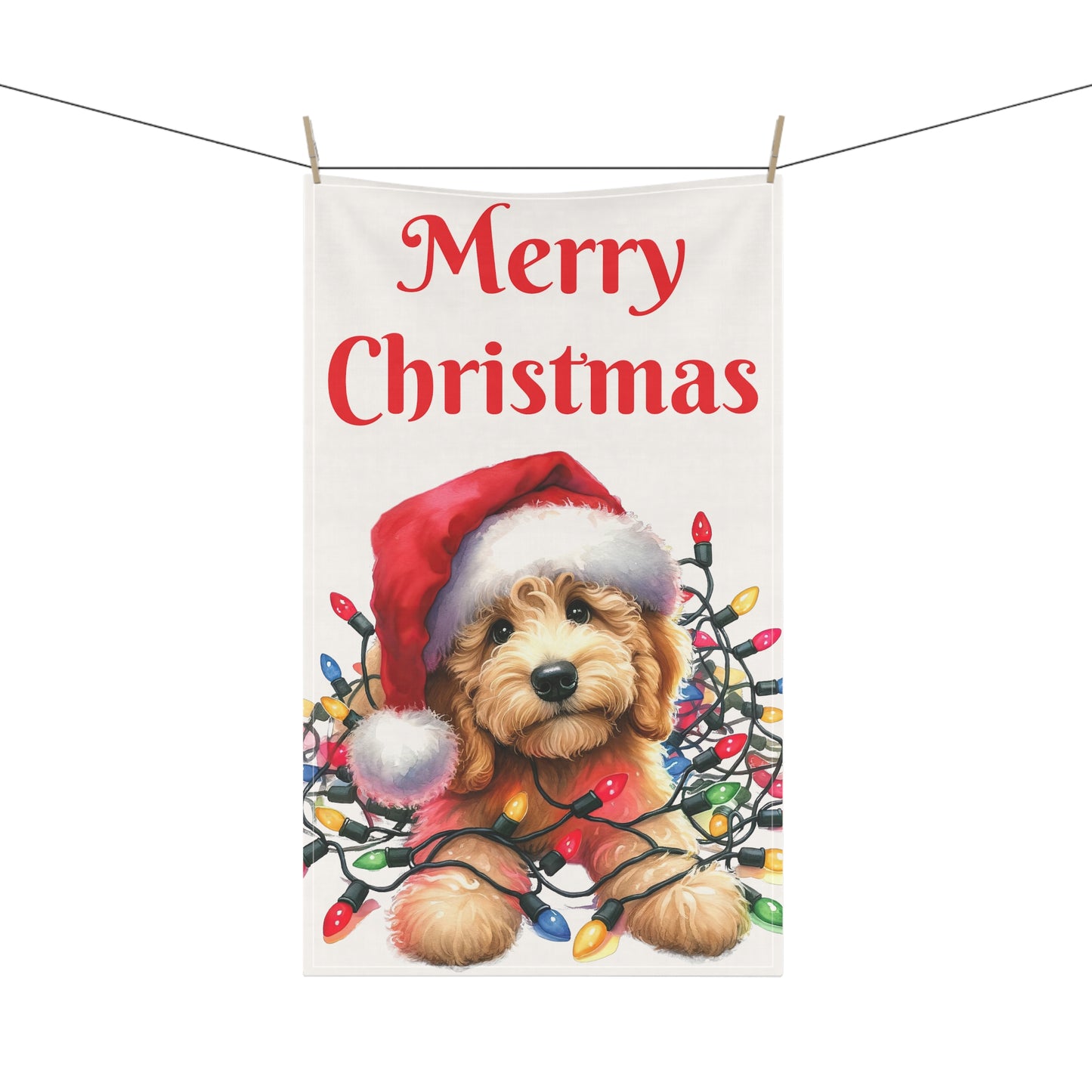 Christmas Doodle Puppy Kitchen Towel