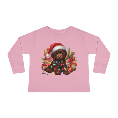 Chocolate Brown Doodle - Toddler Long Sleeve T Shirt