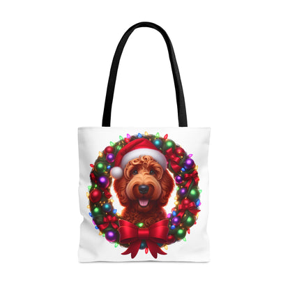 Red Doodle Christmas Wreath - Tote Bag