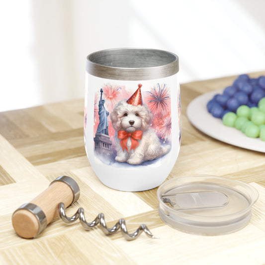 White Doodle New Year - Chill Wine Tumbler