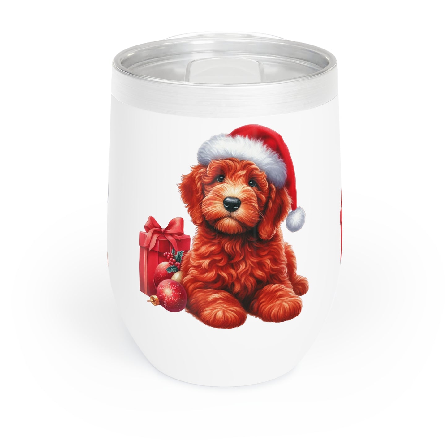 Red Santa Hat Christmas Doodle - Chill Wine Tumbler