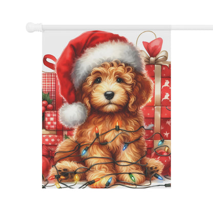 Christmas Doodle Puppy - Garden & House Banner