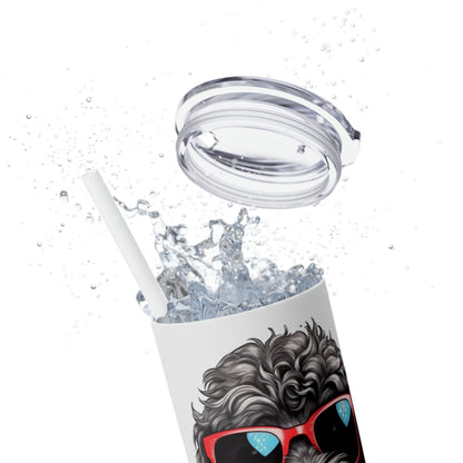 Black Doodle Skinny Tumbler with Straw, 20oz