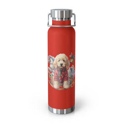 Christmas Doodle Copper Vacuum Insulated Bottle, 22oz