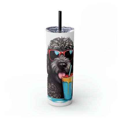 Black Doodle Skinny Tumbler with Straw, 20oz