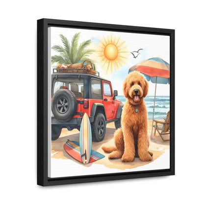 Jeep Beach Doodle Gallery Canvas Wraps, Square Frame