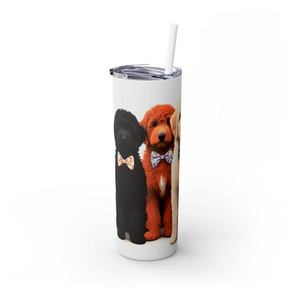 Doodle Dogs Skinny Tumbler with Straw, 20oz