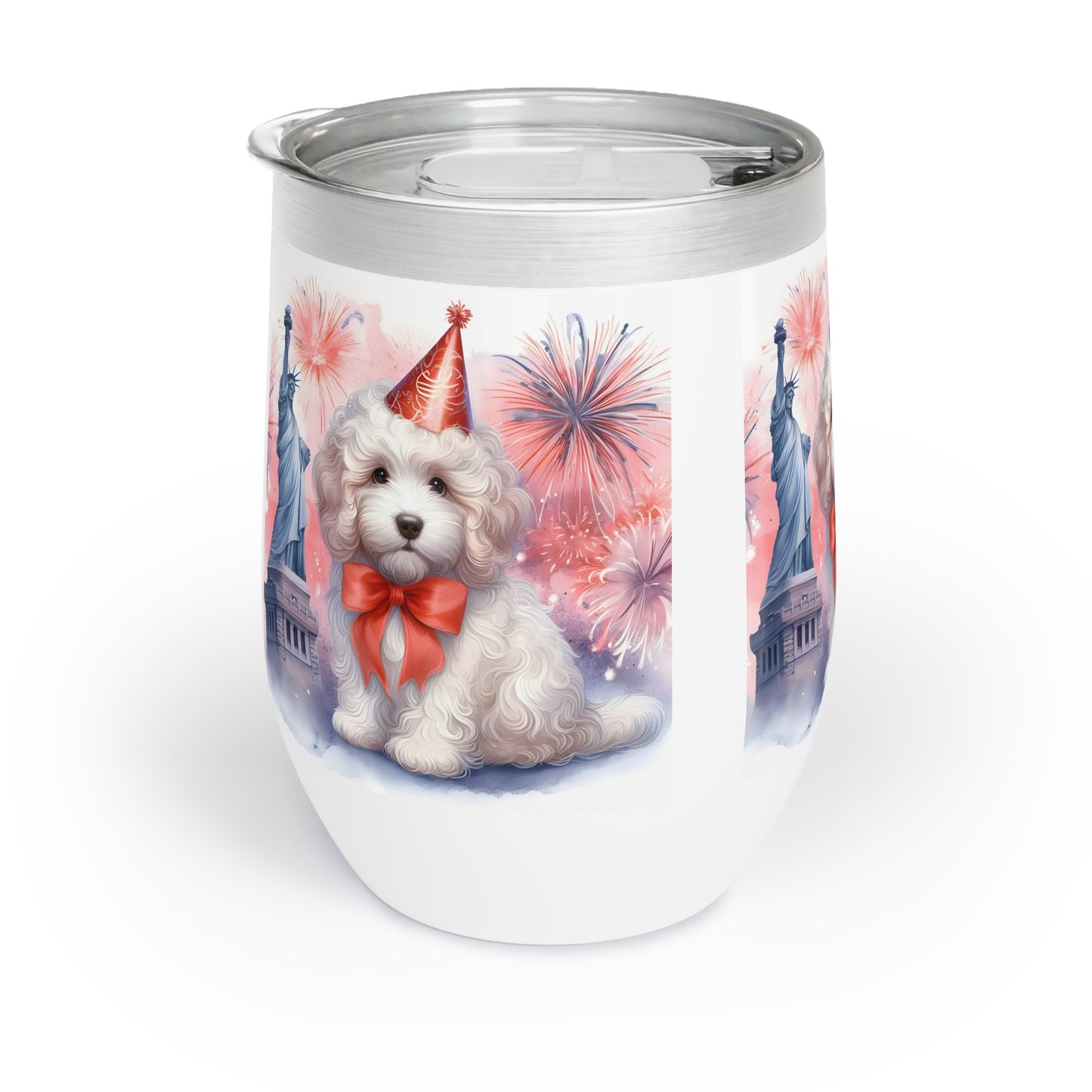 White Doodle New Year - Chill Wine Tumbler