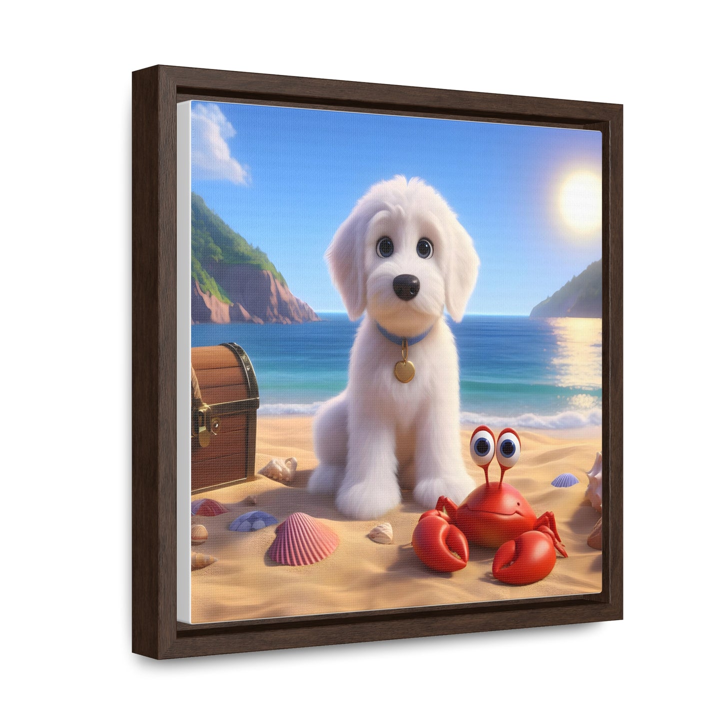 White Doodle Cartoon Inspired - Wooden Gallery Canvas Picture - Square Frame - Nice!