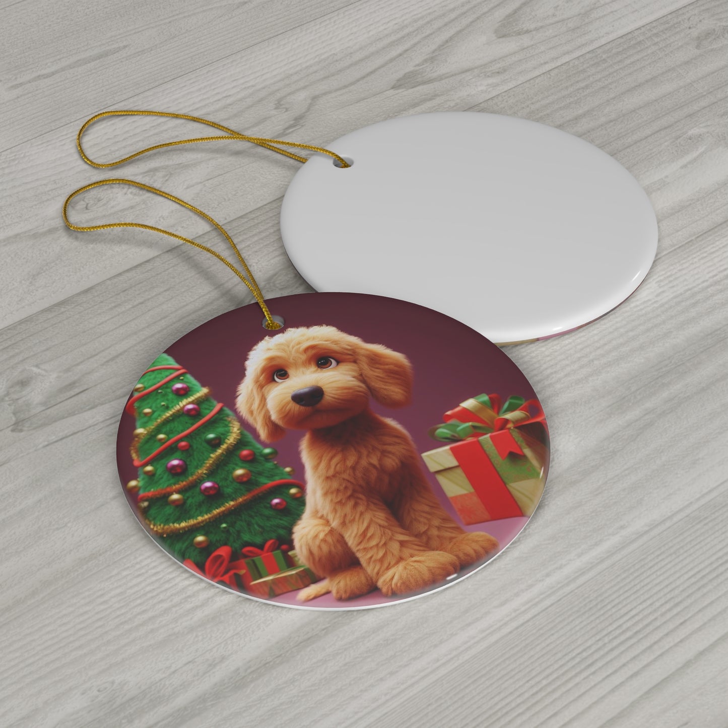 Christmas Doodle Cartoon Inspired Ceramic Ornament