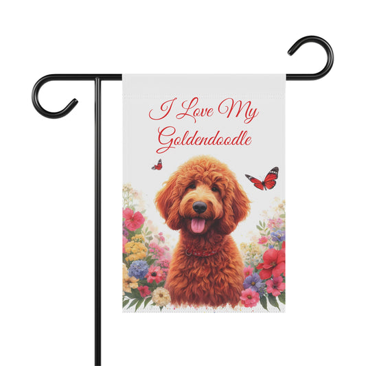 I Love My Goldendoodle Red Garden & House Banner