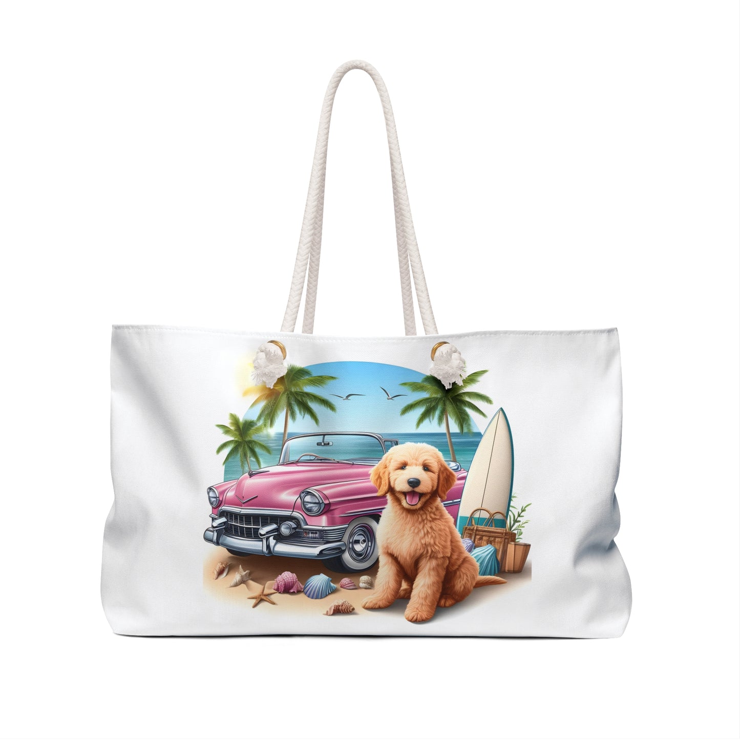 Doodle Pink Antique Car Weekender Bag