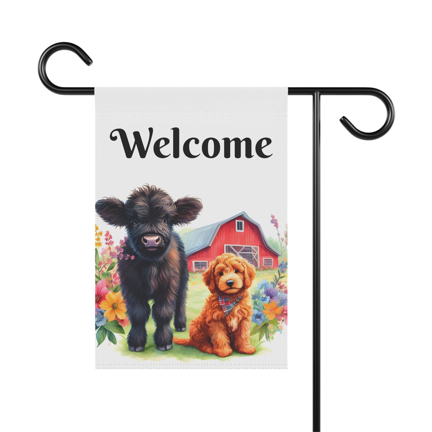 Scottish Highland Cow Doodle Garden & House Banner