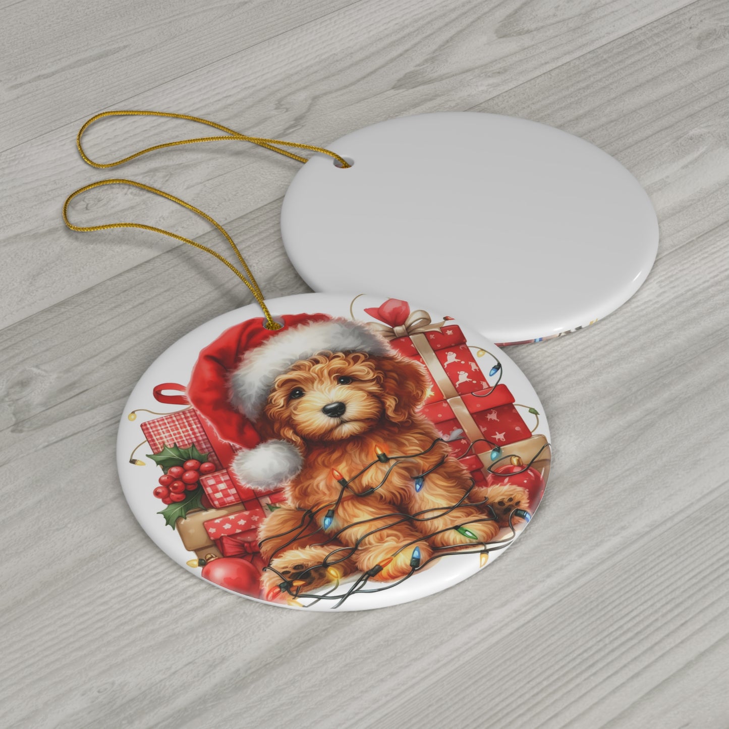 Christmas Doodle Ceramic Ornament