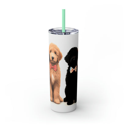 Doodle Dogs Skinny Tumbler with Straw, 20oz