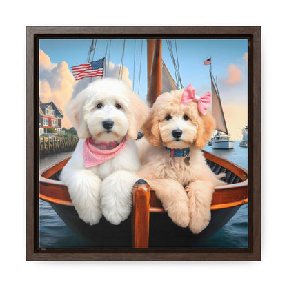 Doodles on Sailboat - Wooden Gallery Canvas Pictures - Square Frame - Nice!