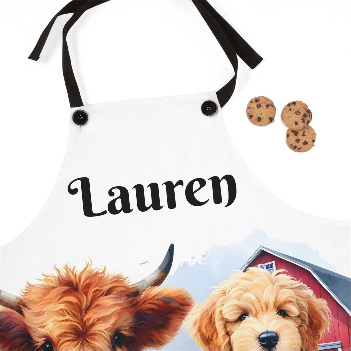 Scottish Highland Cow Doodle Apron PERSONALIZE IT!