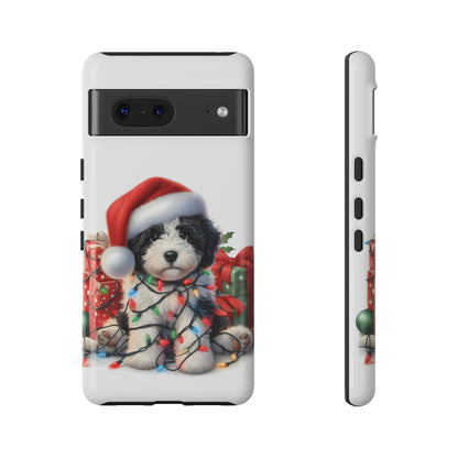 Black & White Doodle Christmas Puppy - Tough Cases for Apple iPhone, Samsung Galaxy, & Google Pixel