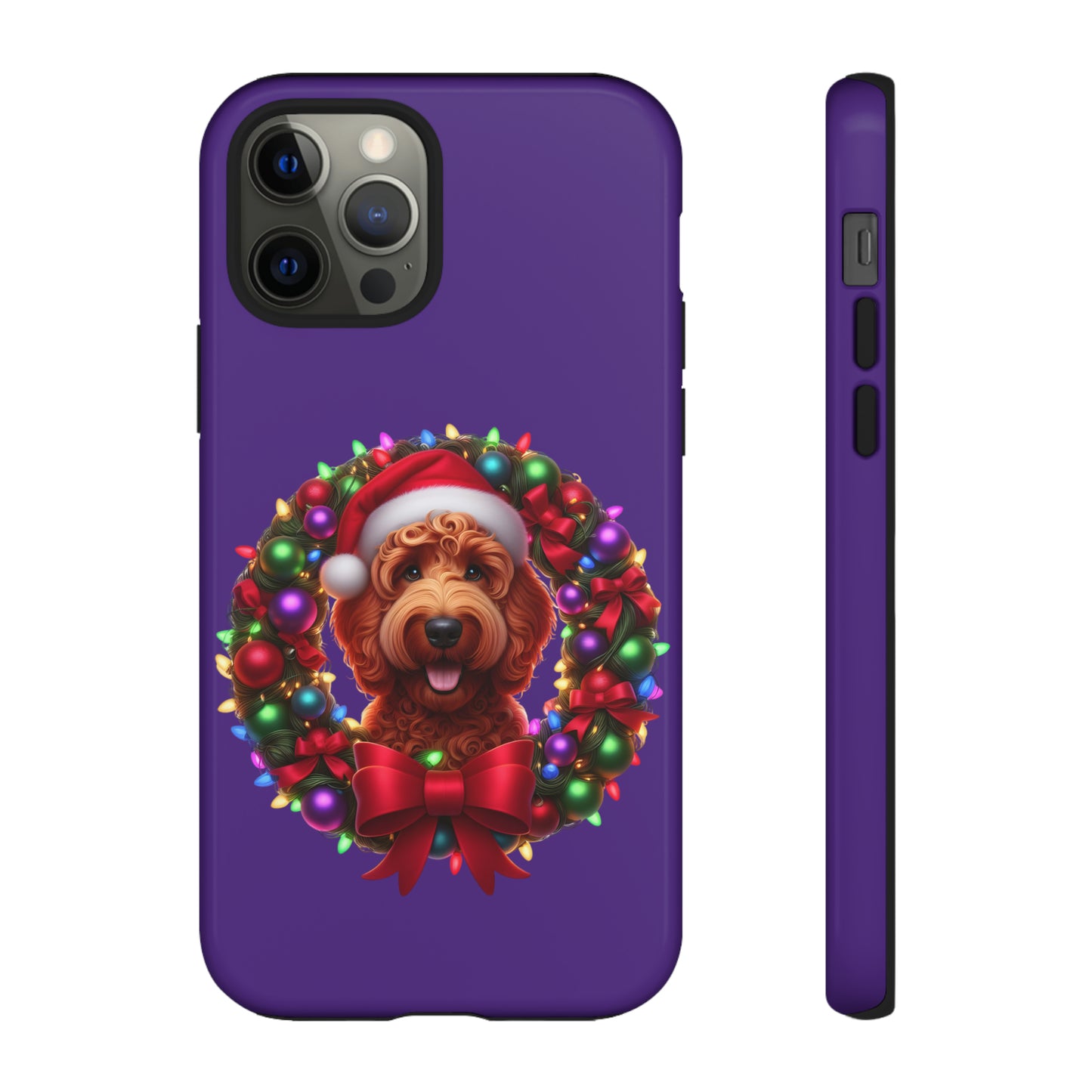 Red Doodle Christmas Wreath - Tough Cases iPhone, Samsung Galaxy & Google Pixel