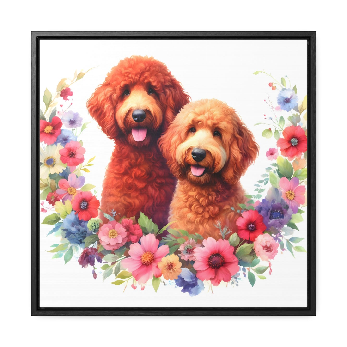 Red Doodles Gallery Canvas Picture - Wooden Square Frame - Nice!