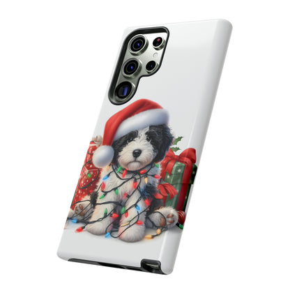 Black & White Doodle Christmas Puppy - Tough Cases for Apple iPhone, Samsung Galaxy, & Google Pixel